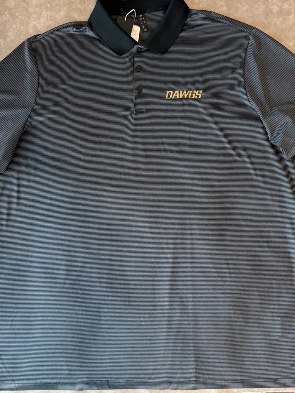 Adidas Ottoman Polo Men’s 3XL Black Gray Stripe DAWGS Golf Shirt NWT